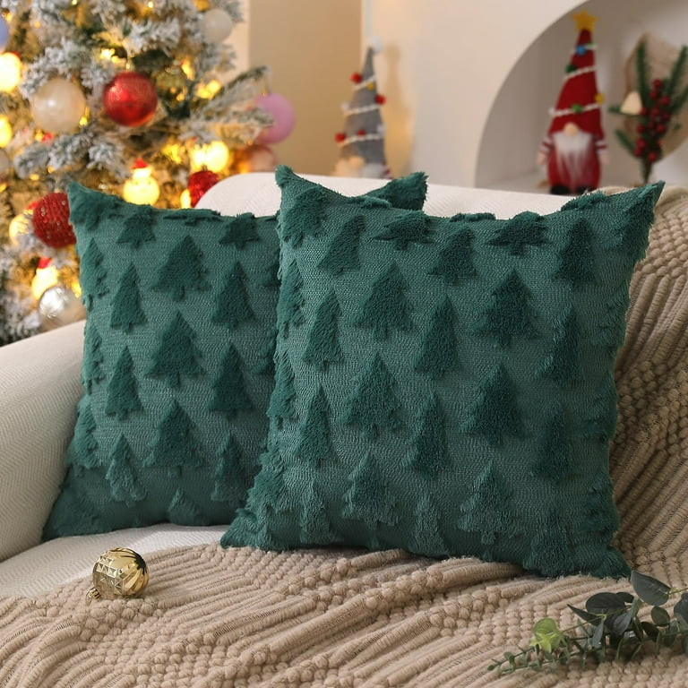 Lomyolo Farmhouse Decoration Christmas Tree Pillow Covers Pack of 2 - 20×20 Soft Faux Fuzzy Sofa... | Walmart (US)