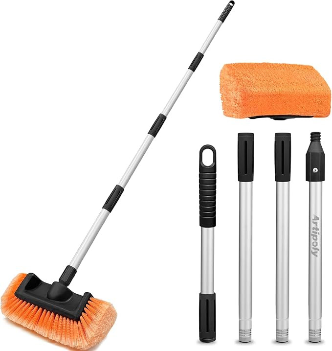 65" Five-Sided Car Wash Brush with Extension Pole, Car Wash 12" Dip Soft Five-Sided Brush, No Scr... | Amazon (US)