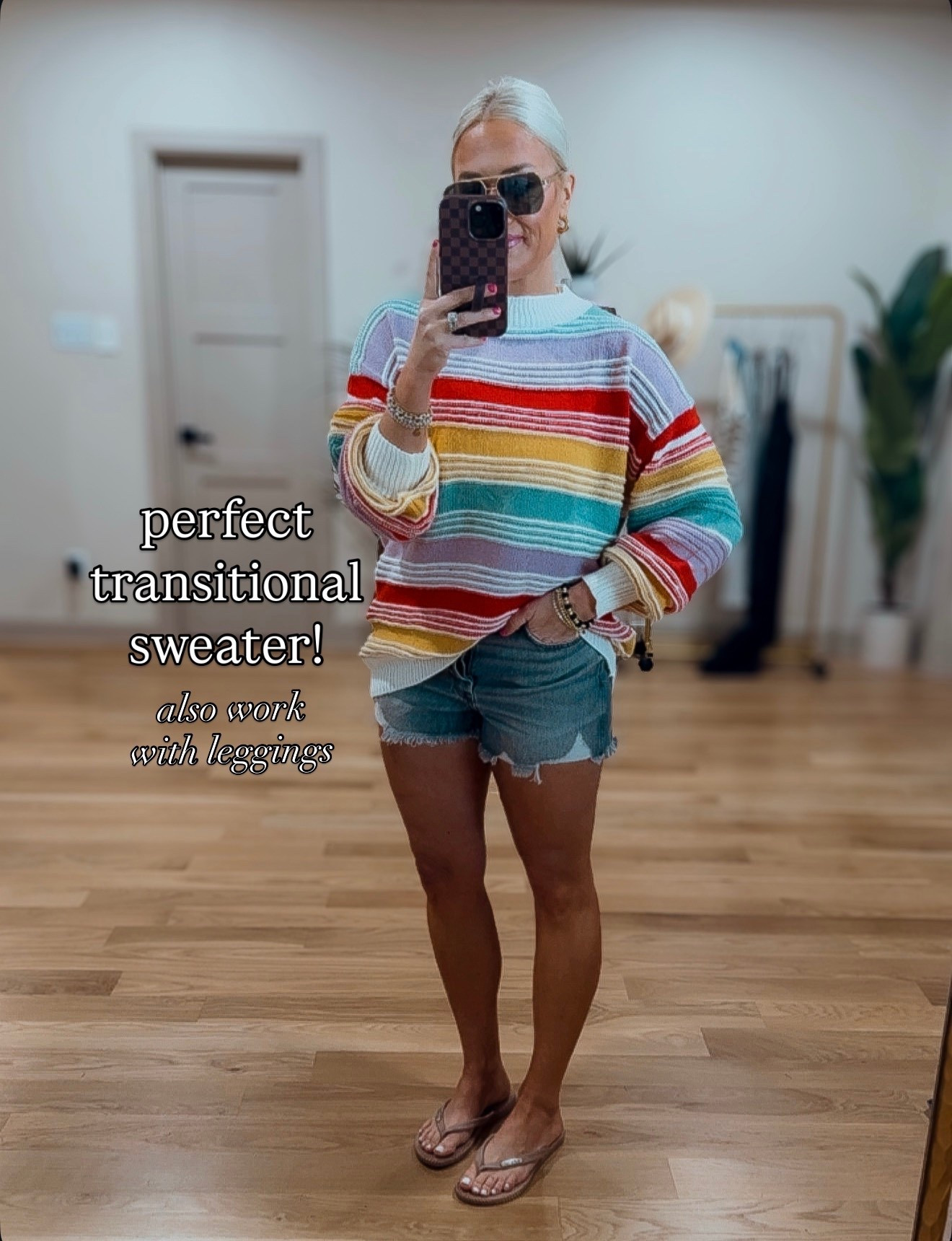 The cutest spring striped sweater - small 
Target denim shorts - size 29