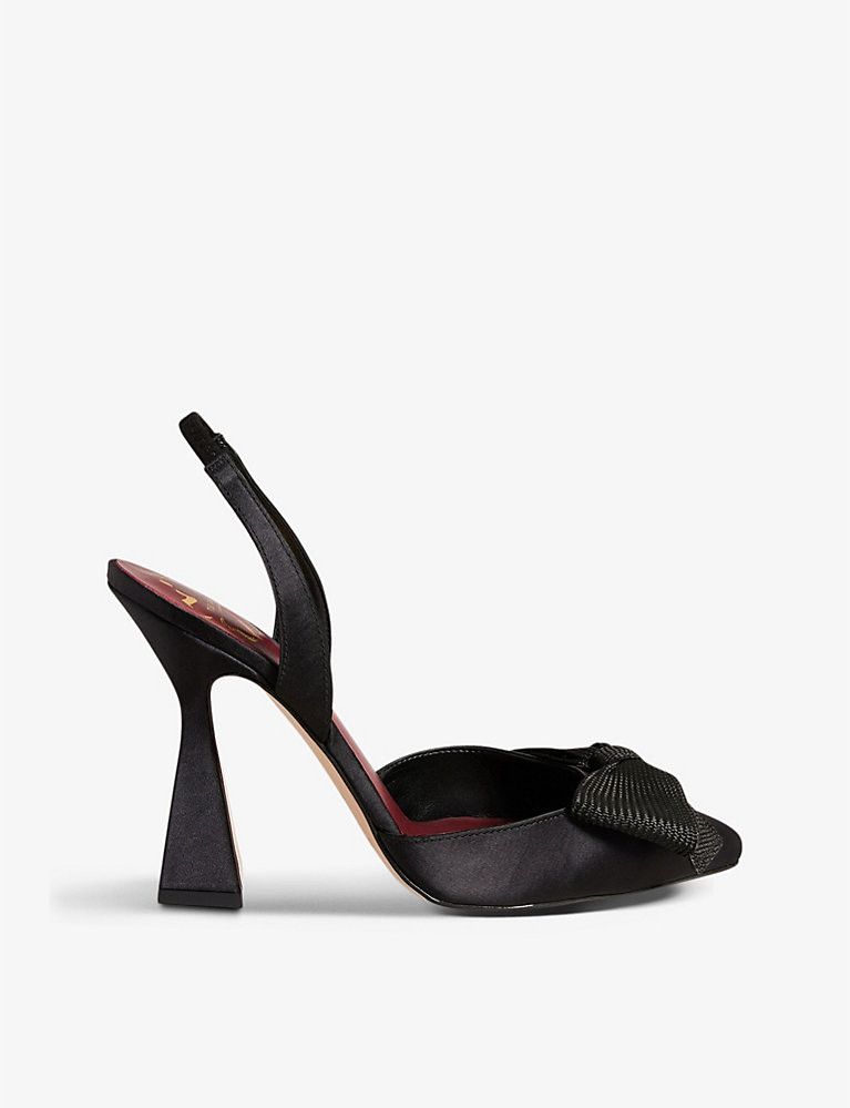 TED BAKER Bettye bow-embellished slingback satin courts | Selfridges
