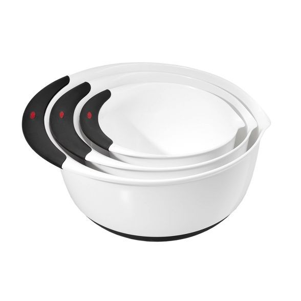 OXO 3pc Plastic Mixing Bowl Set with Black Handles | Target
