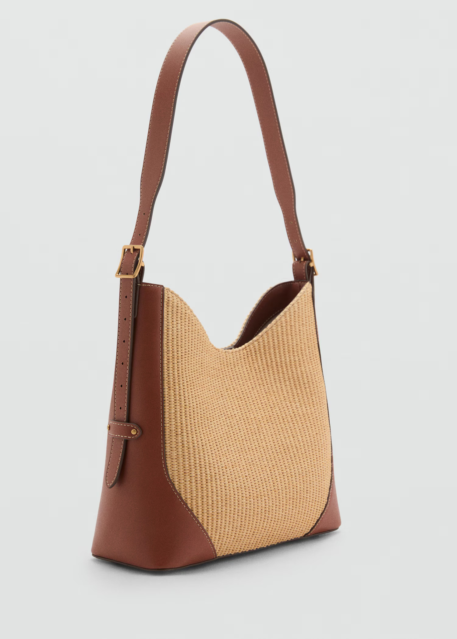 Raffia-effect shoulder bag - Women | MANGO USA | Mango (US/MX/AU)