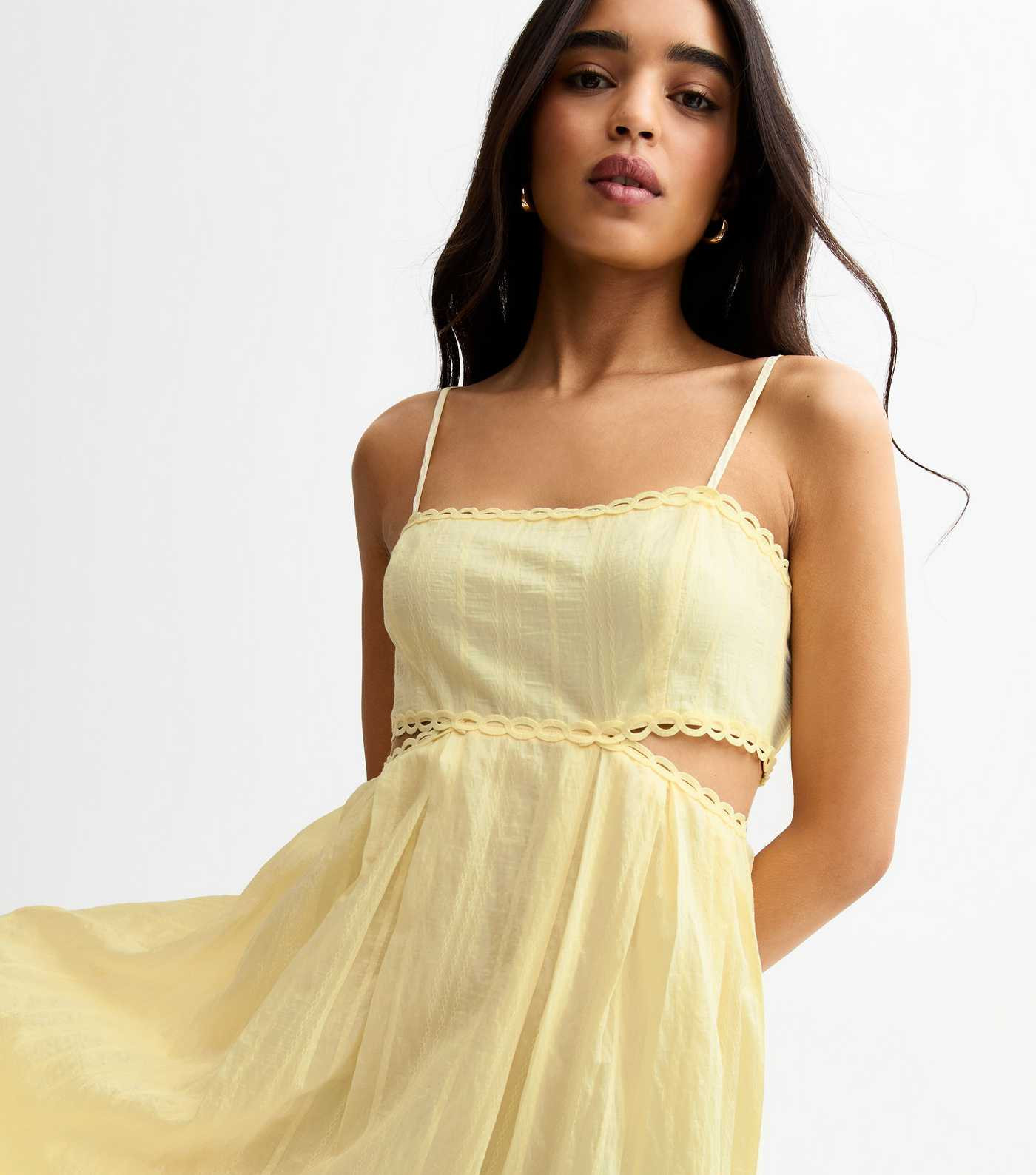 Yellow Textured Stripe Cut Out Maxi Dress
						
						Add to Saved Items
						Remove from Saved... | New Look (UK)