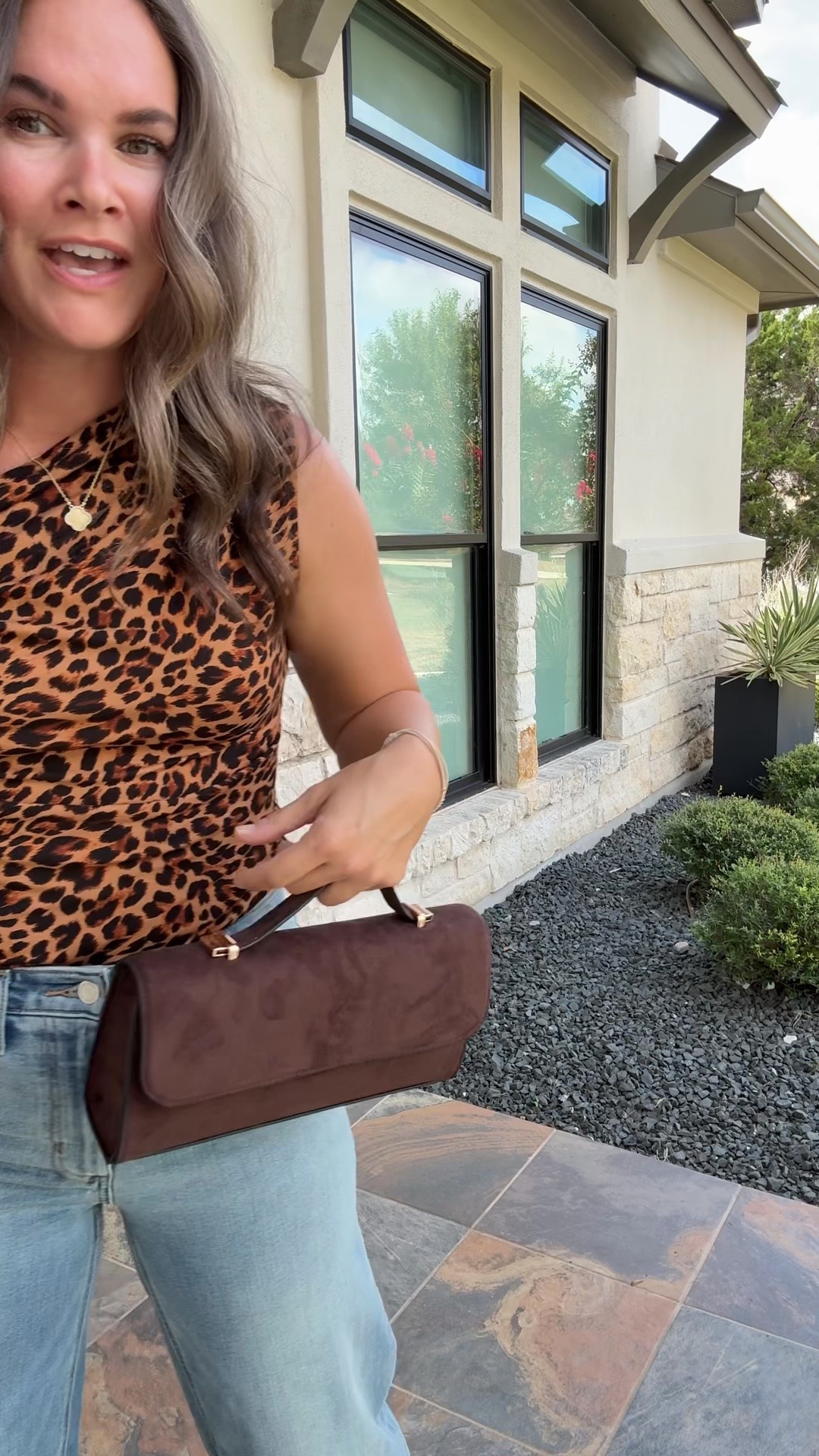 Leopard print and chocolate brown suede... the ultimate fall combo! 🤎 You guys need this top in your closet. The pattern is so cute, and the stretchy fit is amazing.

#LTKmomlife #LTKootd #LTKSeasonal