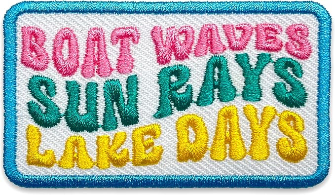 Boat Waves Sun Rays Lake Days Patch 3 Inches Iron On/Sew On Embroidered Applique Patch for Clothe... | Amazon (US)
