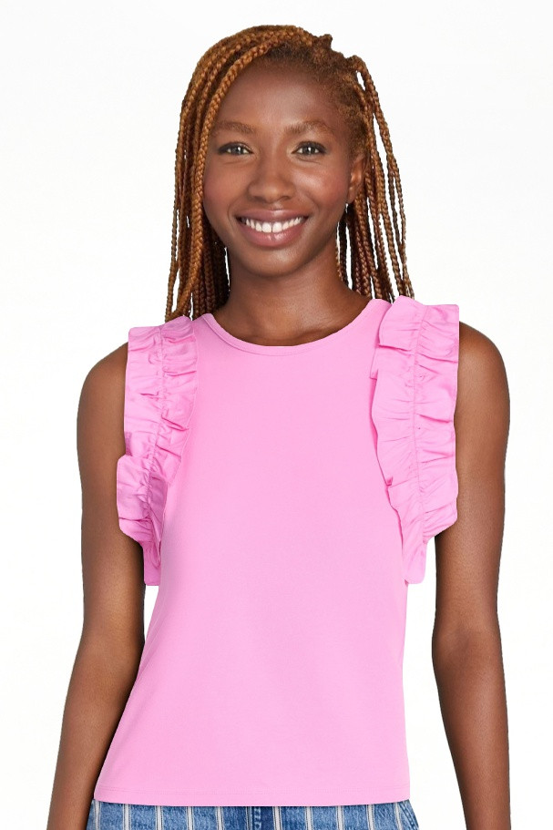Free Assembly Women's and Women's Plus Ruffle Trim Mixy Tank Top, Sizes XS-4X | Walmart (US)