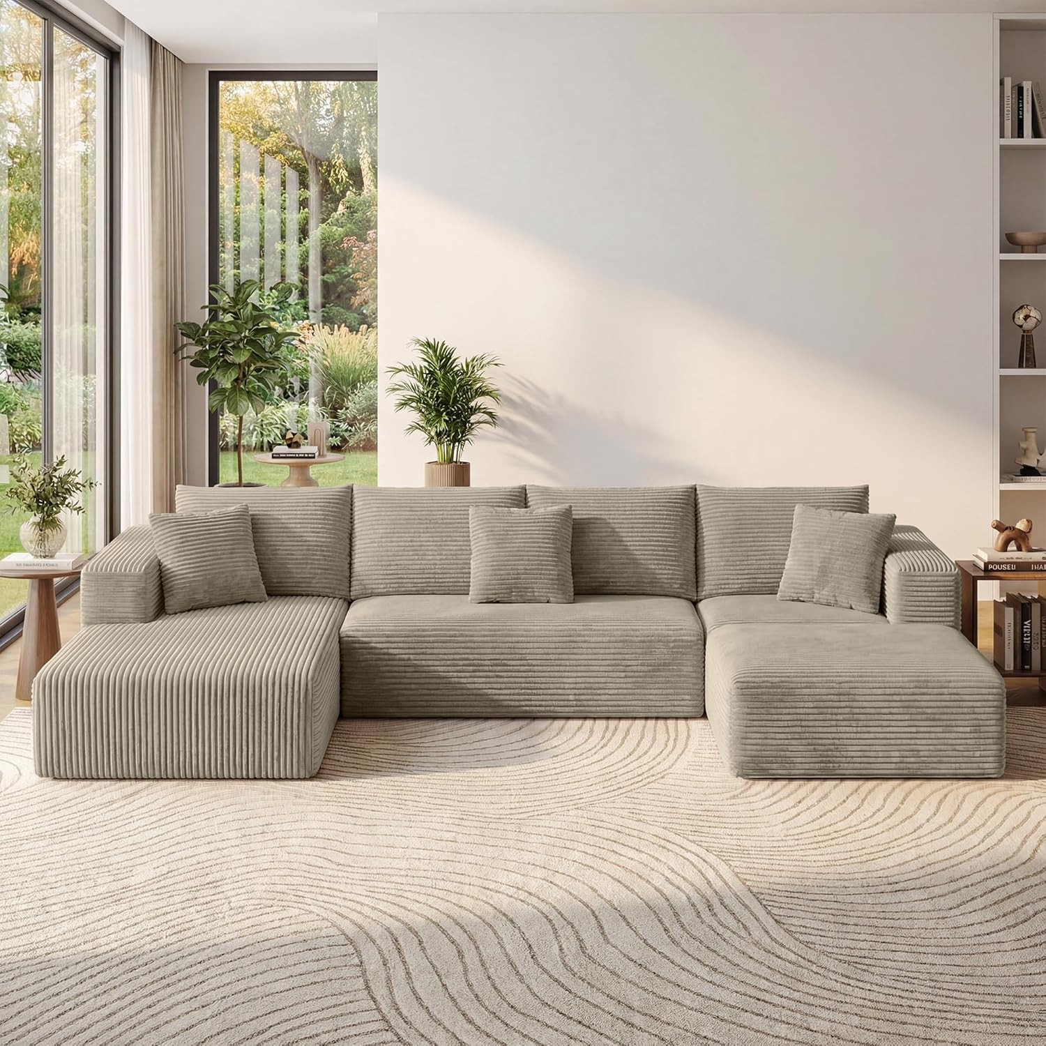 Modular Sectional Sofa | 135" Oversized Cloud Couch with Cozy Washable Corduroy, Boneless Sofa wi... | Amazon (US)