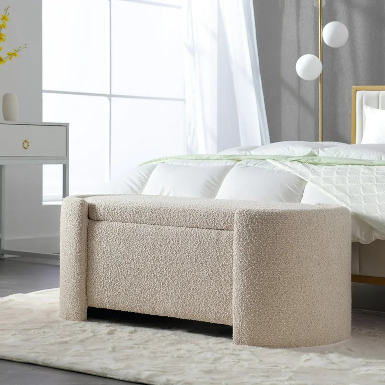 KINFFICT 43.3" Velvet End of Bed Bench for Bedroom, Upholstered Storage Ottoman Bench Entryway Be... | Walmart (US)