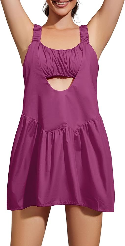 OLAPTA Women’s Summer Tennis Dress with Built in Bra and Shorts Cutout Sleeveless Athletic Work... | Amazon (US)