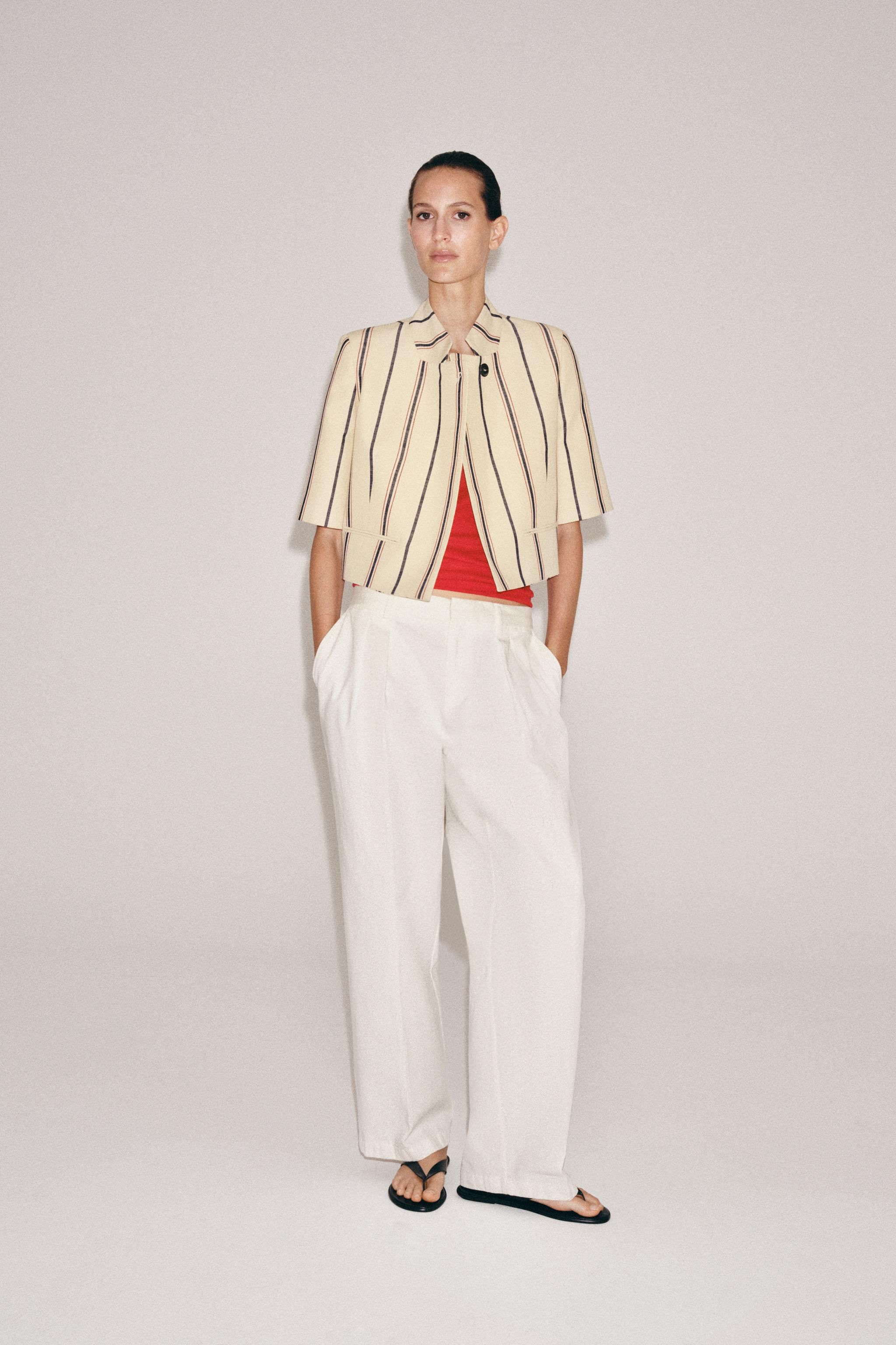 ZW COLLECTION STRIPED CROPPED BLAZER | Zara AU