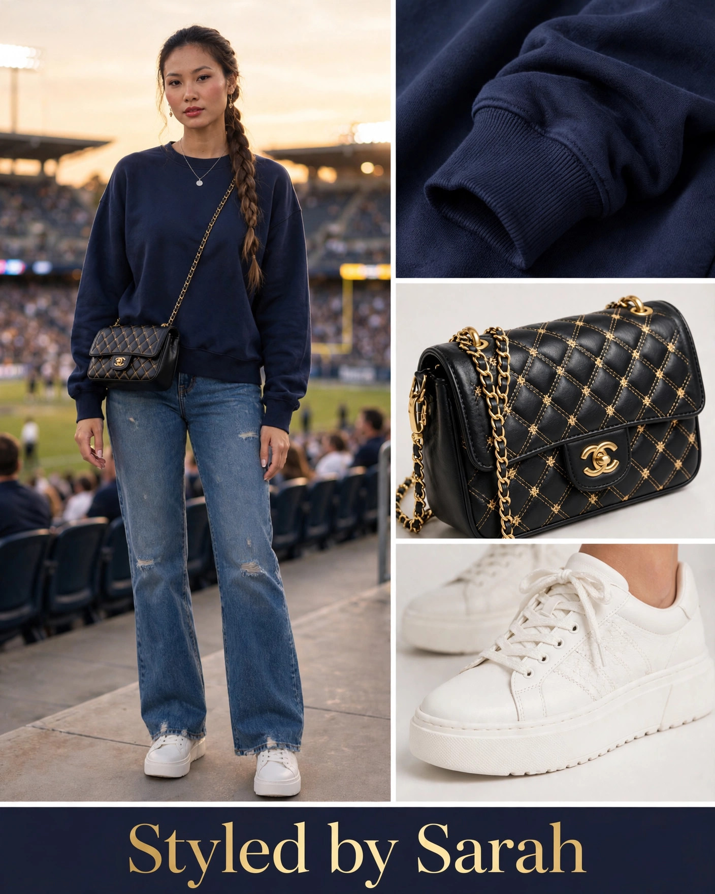 Game-Day Tailgate Outfit | Styled by Sarah

Game day but make it cute 🏈 Navy crewneck, distressed denim, fresh sneakers — comfy enough for the bleachers, cute enough for the group pic. Who are you cheering for this weekend?

Comment SHOP for links to all four pieces. Shop the look here on my LTK.

#StyledBySarah #GameDayOutfit #TailgateStyle #FallFashion #CrewneckSeason #CasualChic #OOTD #CollegeFootball #WeekendStyle #SportyChic
Affiliate links — I may earn commission on qualifying purchases. #ad