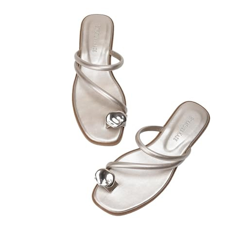 Women's Open Toe Thong Sandals Slide Flat Sandals Casual Summer Flip Flop Flat Sandals | Amazon (US)