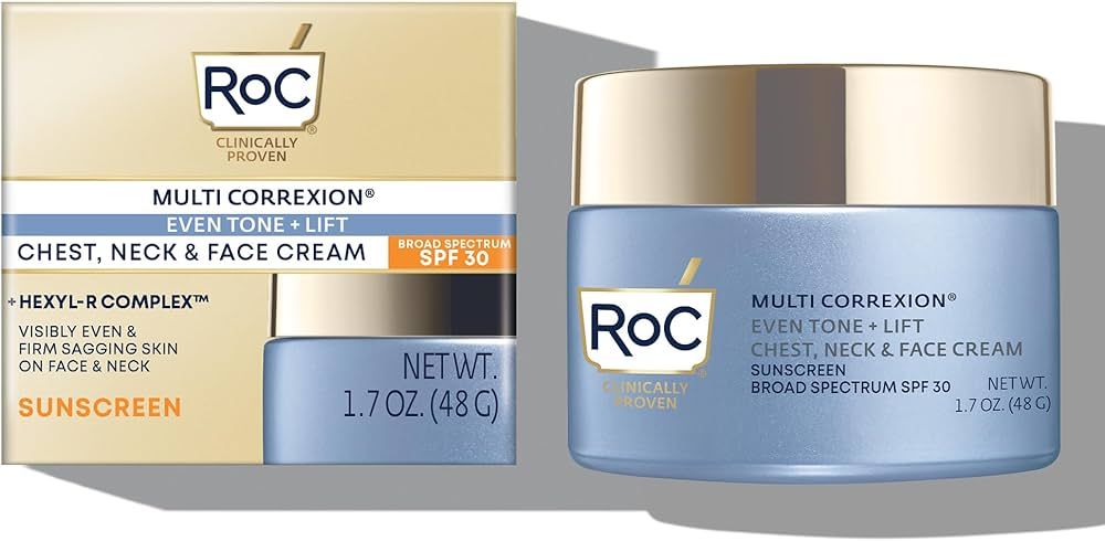 RoC Multi Correxion 5 in 1 Chest, Neck, and Face Moisturizer Cream with SPF 30, Neck & Wrinkle Fi... | Amazon (US)