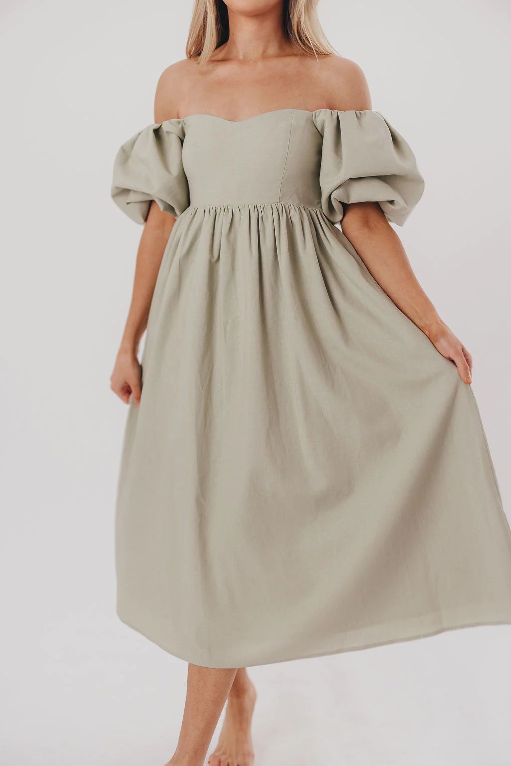 Hamilton Midi Dress in Olive - Bump Friendly (S-XL) | Worth Collective
