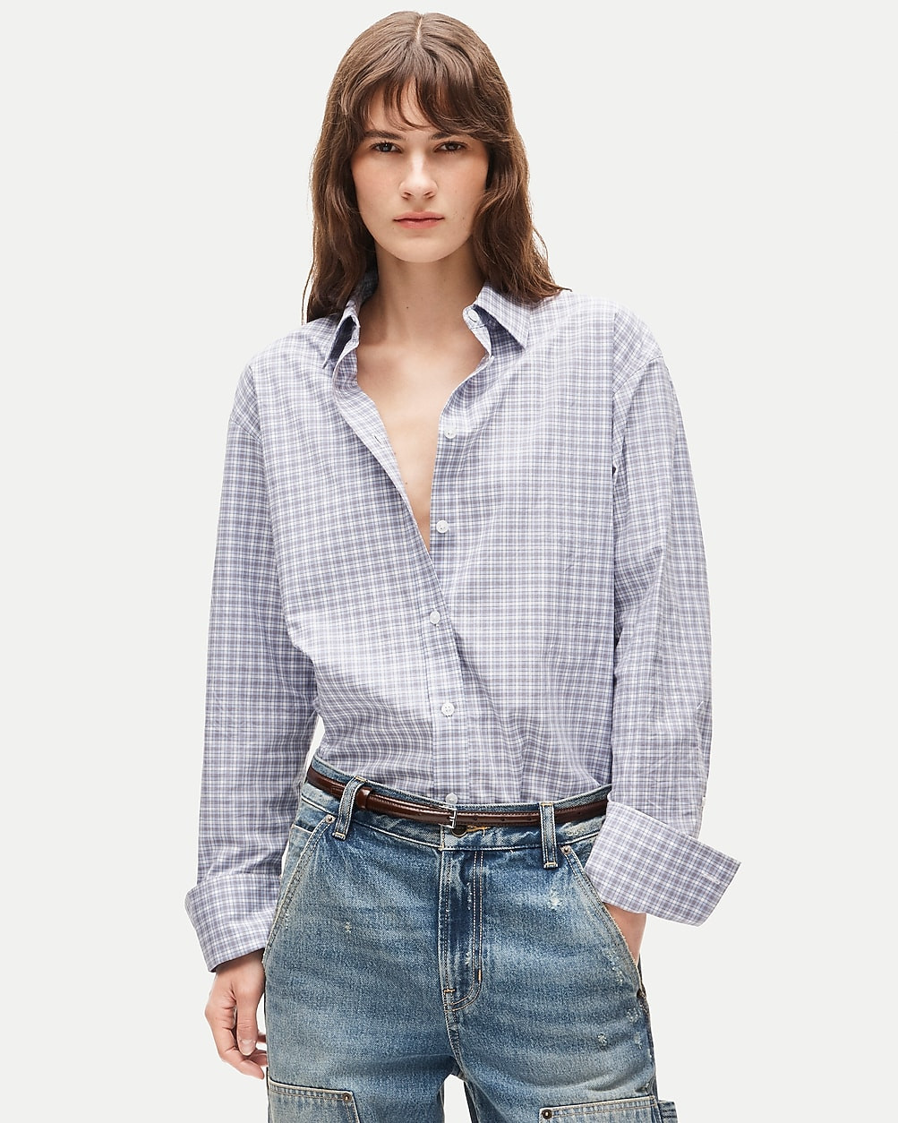 Esme relaxed-fit button-up shirt in plaid Greenwich poplin | J. Crew US