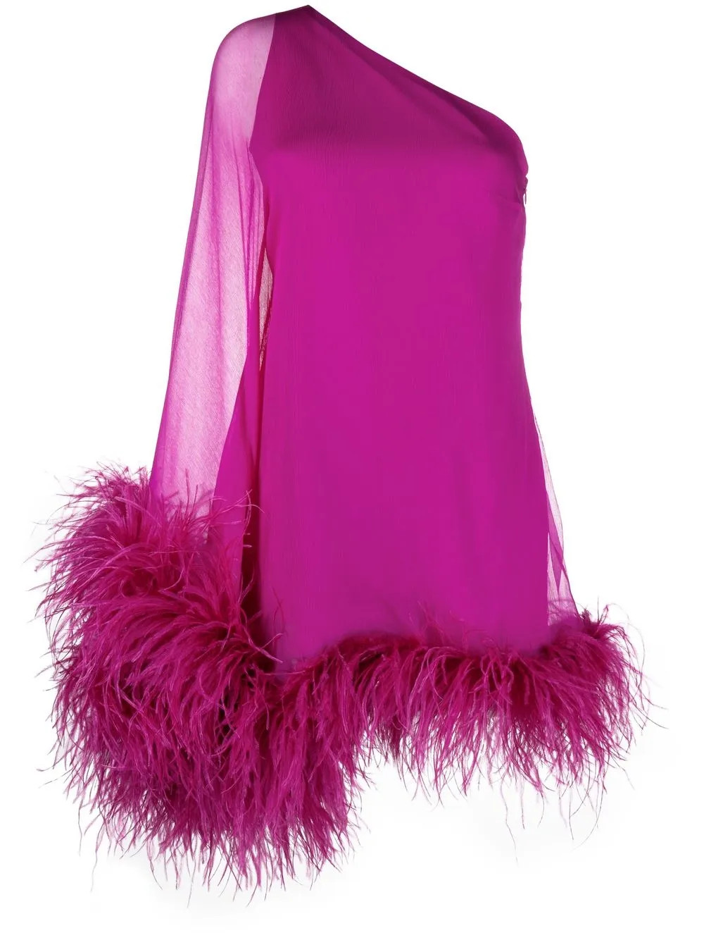 Taller Marmo feather-trim one-shoulder Dress - Farfetch | Farfetch Global