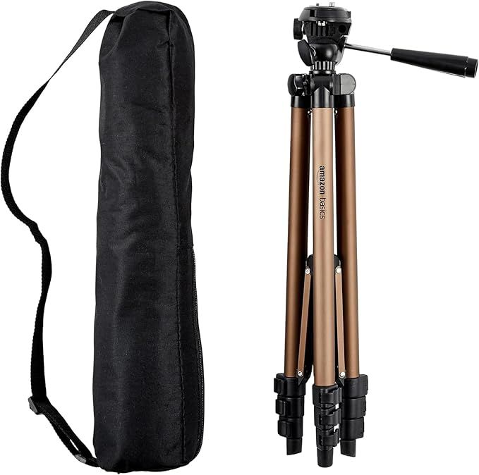 Amazon Basics 50-inch Lightweight Camera Mount Tripod Stand with Bag, Black/Brown | Amazon (US)