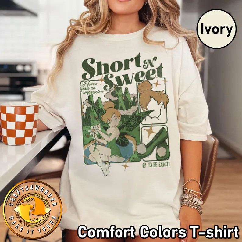 Retro Disney Peter Pan Tinker Bell Shirt, Short and Sweet Tinker Bell Tshirt, Tinker Bell Disney ... | Etsy (US)