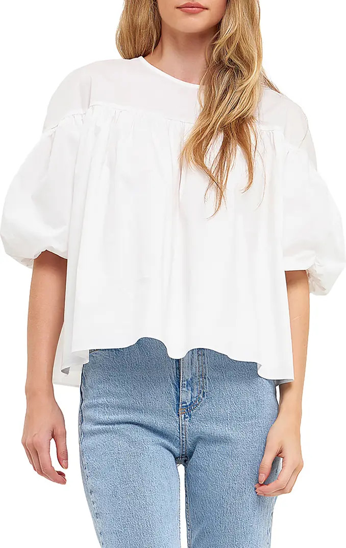 Puff Sleeve Cotton Blouse | Nordstrom