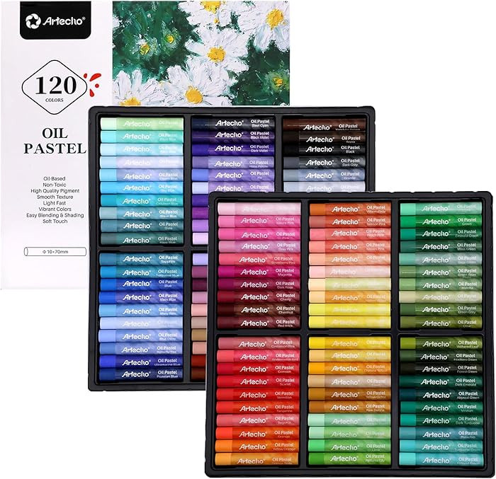 Artecho Oil Pastels Set of 120 Colors, Including 6 Neon Colors, Soft Oil Pastels for Art Painting... | Amazon (US)