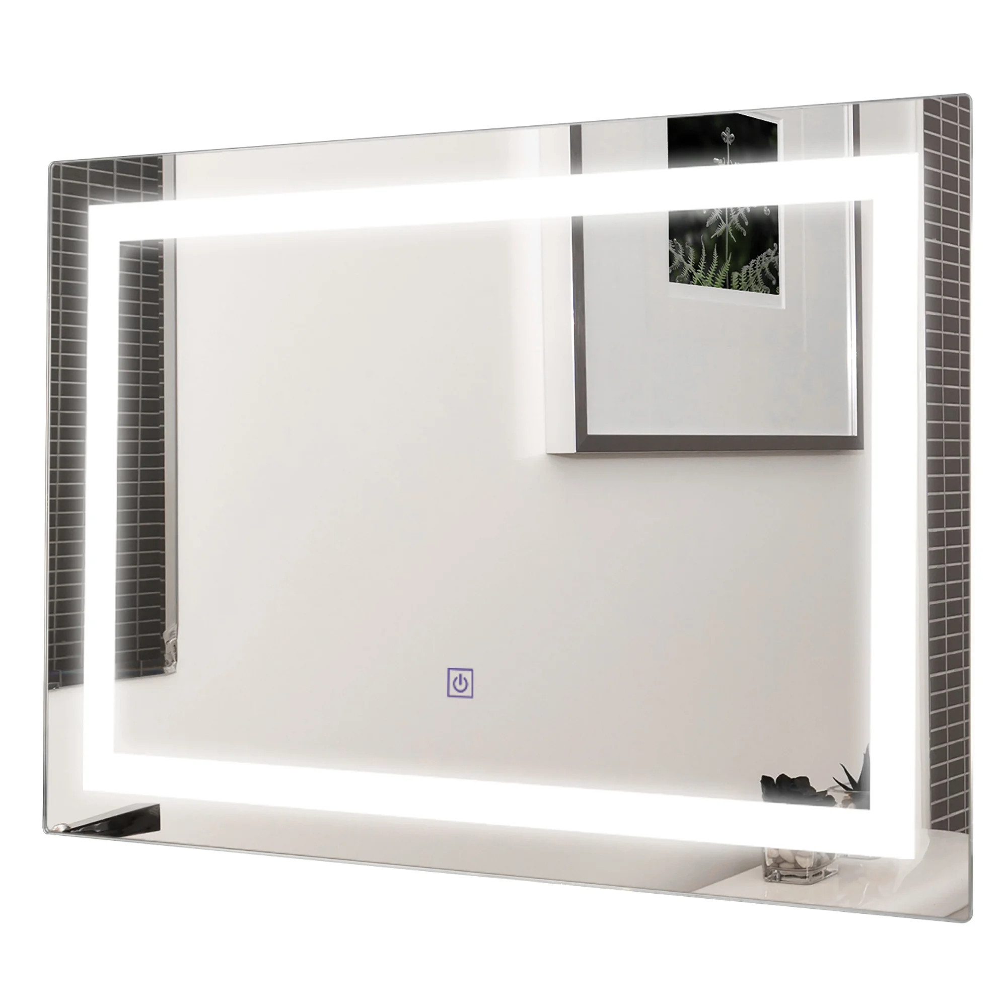 Costway 27.5'' LED Wall-Mounted Rect Mirror Makeup Bathroom Illuminated Mirror W/Touch | Walmart (US)