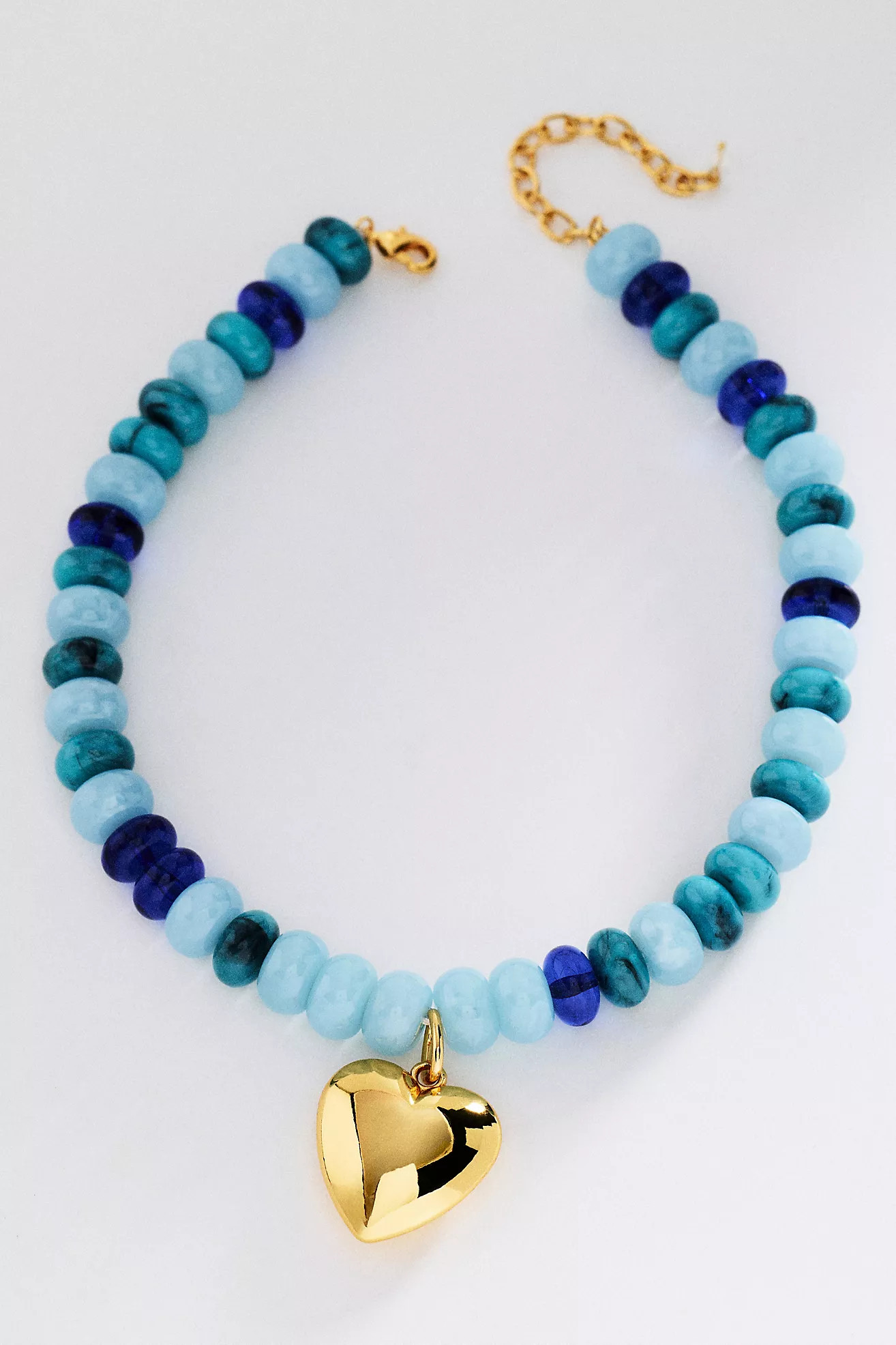 Beaded Chunky Stone Heart Necklace | Anthropologie (US)