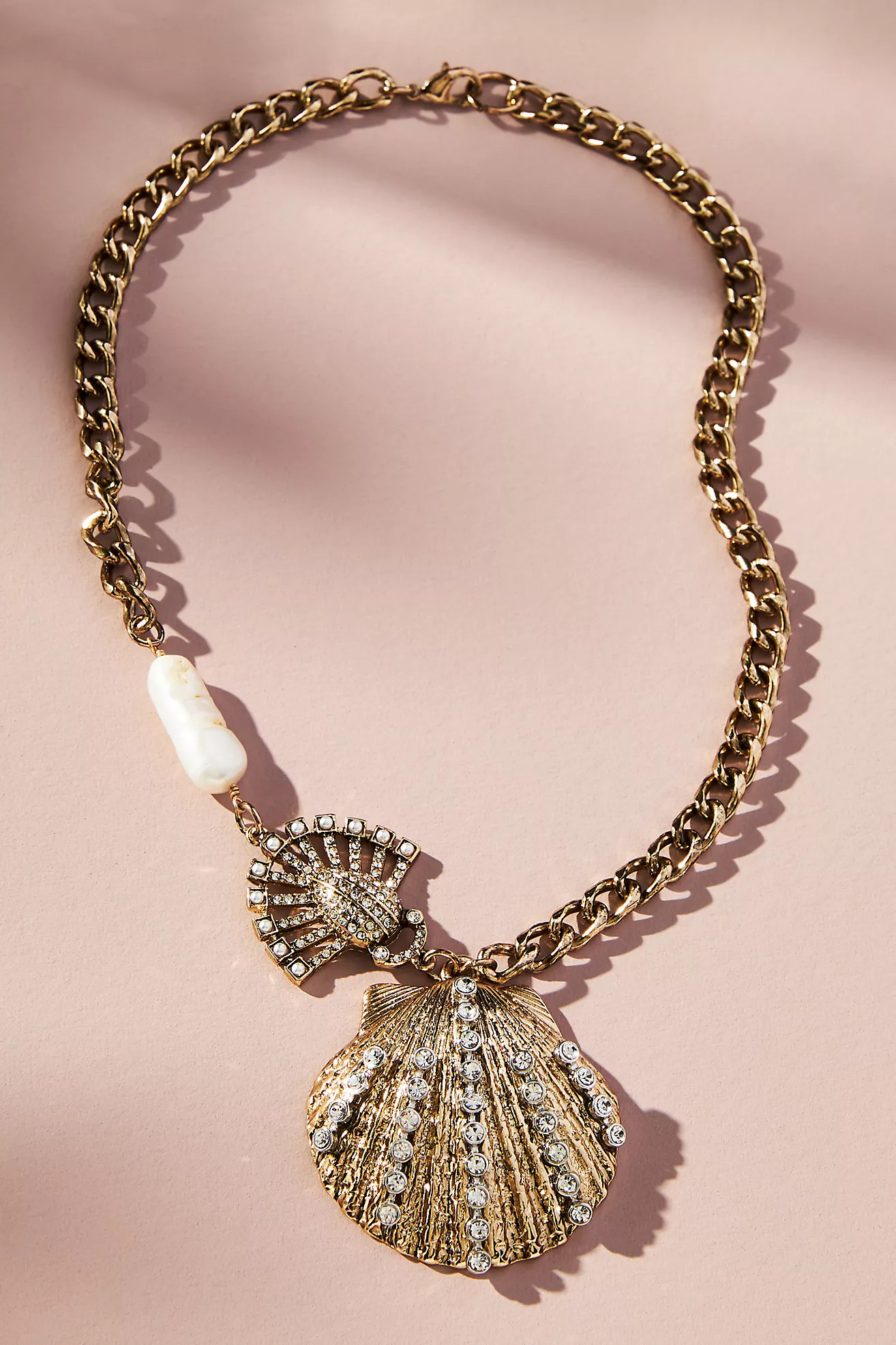 Shell & Pearl Braided Chain Necklace | Anthropologie (US)