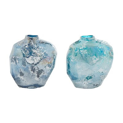 Grayson Lane Blue Glass Modern Vase | Lowe's