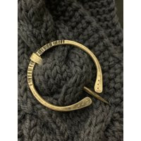 Penannular Brooch/Shawl Or Cloak Pin - Hand Forged Rustic Gold Brass Celtic Viking Scottish Highland Style Cosplay Jewelry | Etsy (US)