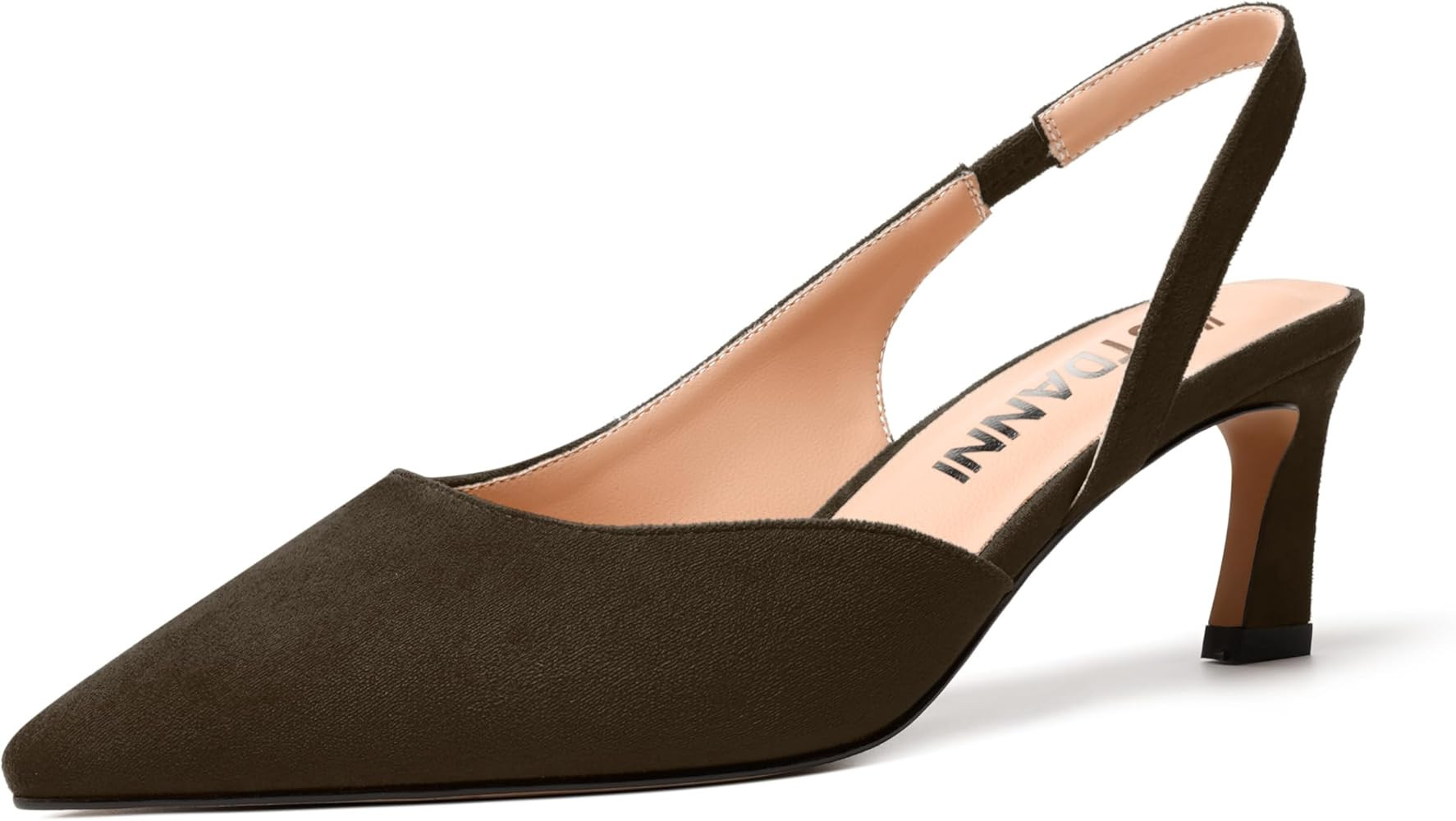 JUSTDANNI Womens Slingback Wedding Suede Elastic Pointed Toe Fashion Dress Kitten Low Heel Pumps ... | Amazon (US)