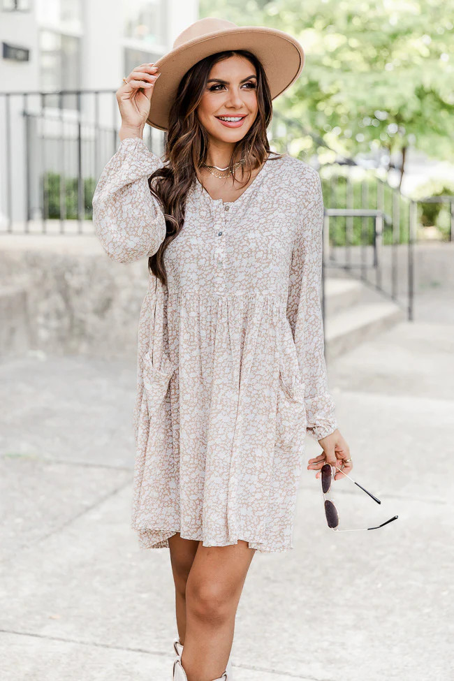 Can't Say Goodnight Orange Floral Henley Mini Dress | Pink Lily