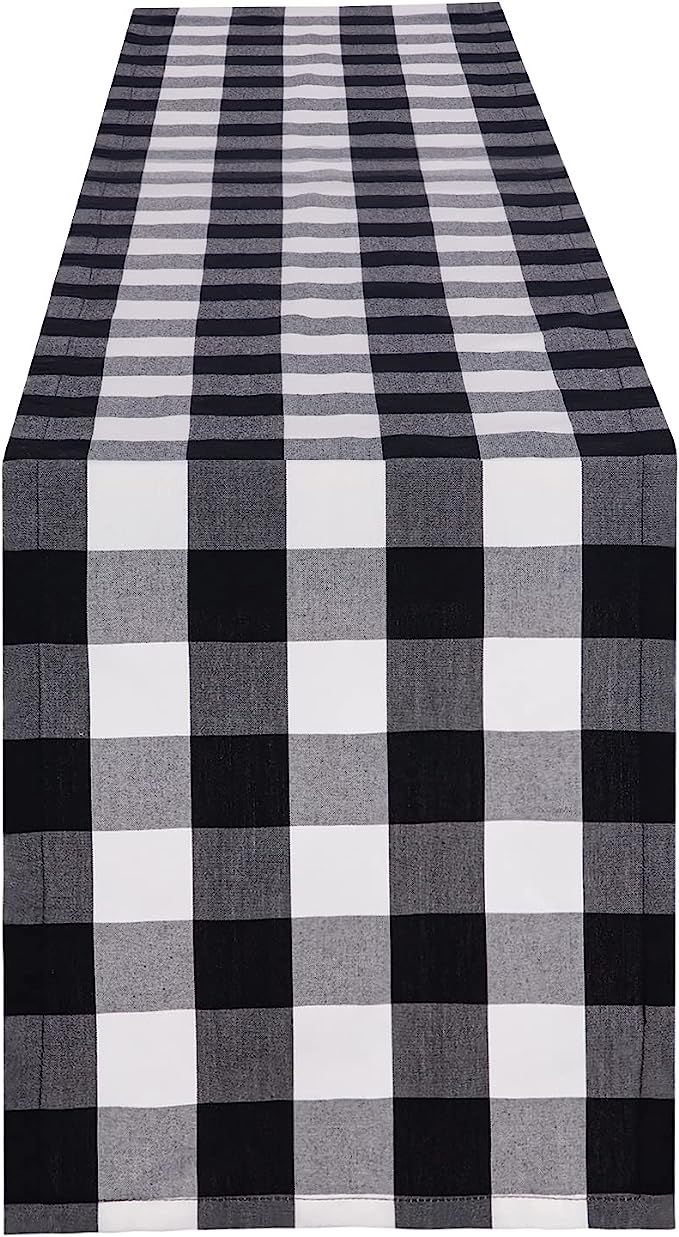Jubatus 14 x 72 Inches Buffalo Check Table Runner Polyester Cotton Blended Black and White Plaid ... | Amazon (US)