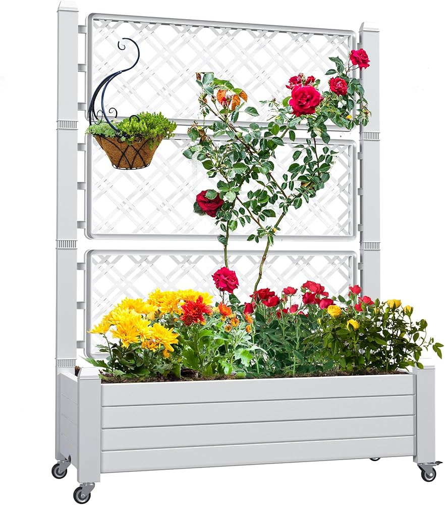 YITAHOME 43.3x17.7x61 in Planter Trellis Box with Wheels & Drain Plug, Outdoor Resin Raised Garde... | Amazon (US)