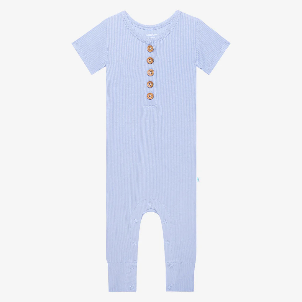 Ribbed Solids Blue Baby Onesie Romper | Powder Blue Ribbed | Posh Peanut