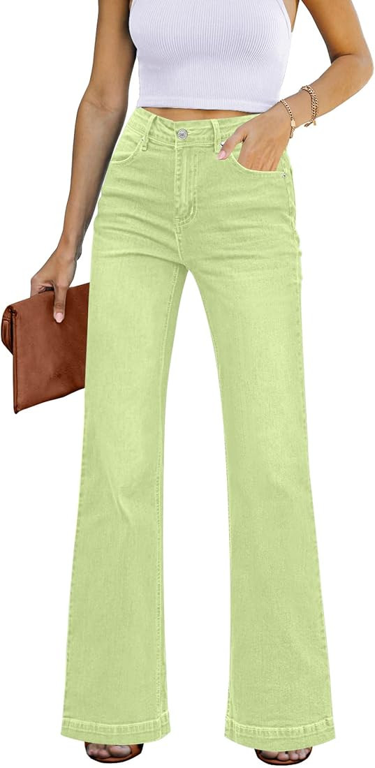 GRAPENT Womens Flare Jeans High Waisted Wide Leg Baggy Jean for Women Stretch Denim Pants | Amazon (US)