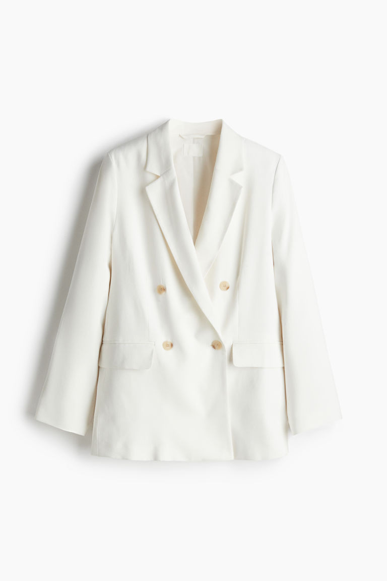 Double-Breasted Blazer - White - Ladies | H&M US | H&M (US + CA)