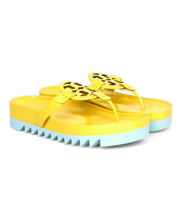 Tory Burch Zesty Lime & Sea Bubble Miller Cloud Leather Flip-Flop - Women | Zulily