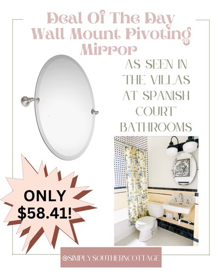 The Wall Mount Pivoting Bathroom Tilting Mirror from “The Villas at Spanish Court” are just over 40% off on Amazon!! 

Simply Southern Cottage - The Villas at Spanish Court - Home Goods - Remodel - Bathroom Remodel - Mirror - Pivoting Mirror - Tilting Mirror 

#LTKunder100 #LTKsalealert #LTKhome