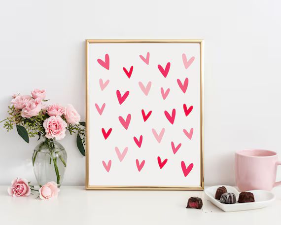 Hearts Printable Wall Art, Valentine Printable Kids Room Decor, Heart Wall Art, Valentines Day De... | Etsy (US)