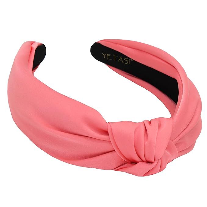 Satin Headbands for Women Coral Pink Knotted Headband made of Silk Quality Satin Fabric, Non-slip... | Amazon (US)