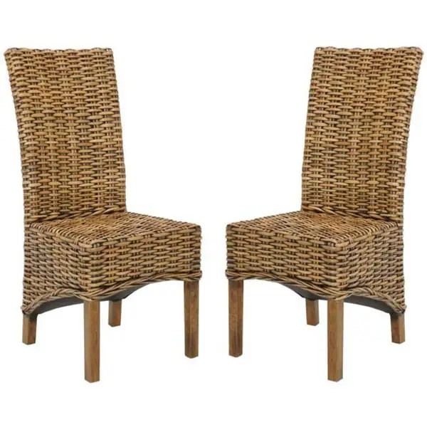 Safavieh Dining Rural Woven St. Thomas Isla Wicker Brown High Back Dining Chairs (Set of 2) - 18.... | Bed Bath & Beyond