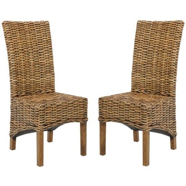 Safavieh Dining Rural Woven St. Thomas Isla Wicker Brown High Back Dining Chairs (Set of 2) - 18.... | Bed Bath & Beyond