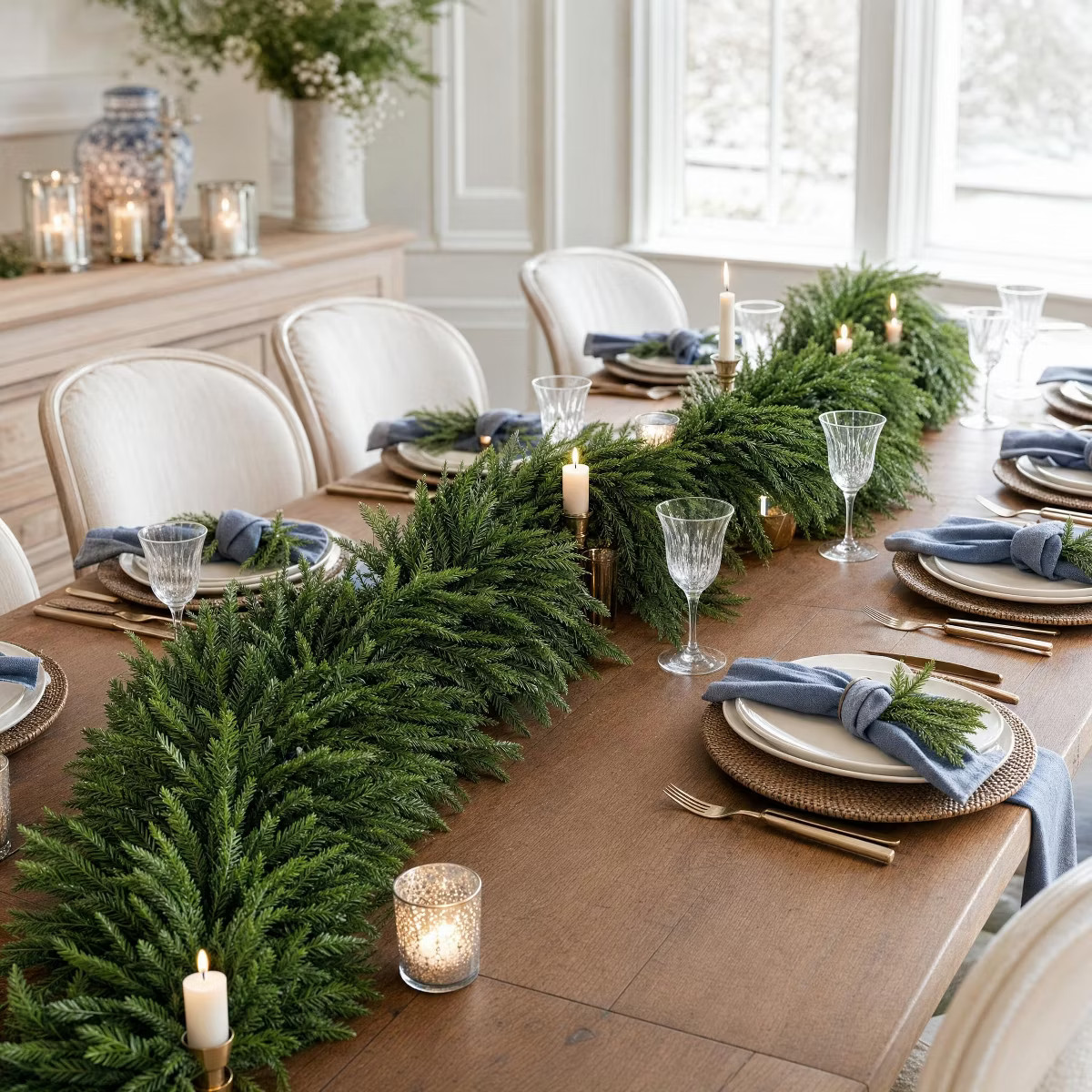 Realistic Norfolk Pine Christmas Garland \u2013 9FT Natural Holiday Decor for Mantel, Door & Stai... | Target