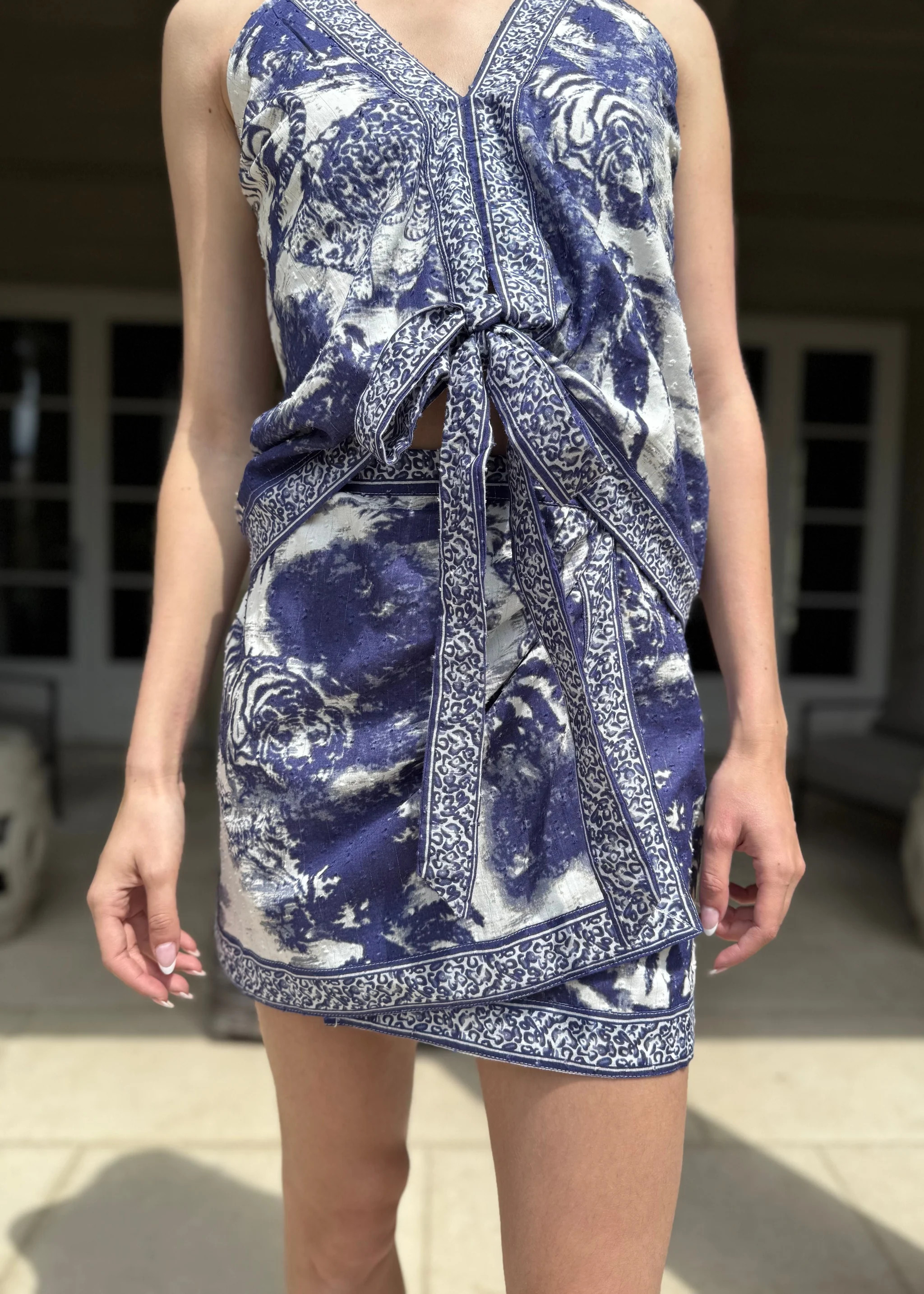 Solana Blue Jungle Print Mini Wrap Skirt | Benaar La