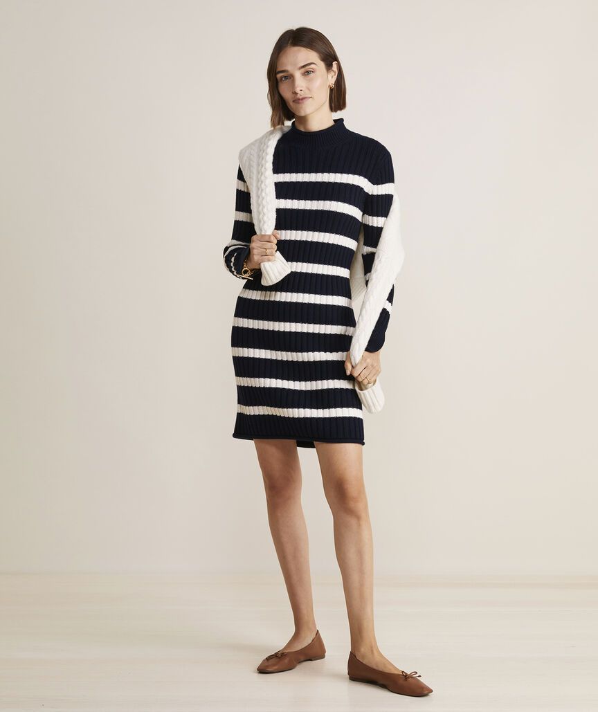 Rollneck Breton Stripe Sweater Dress | vineyard vines