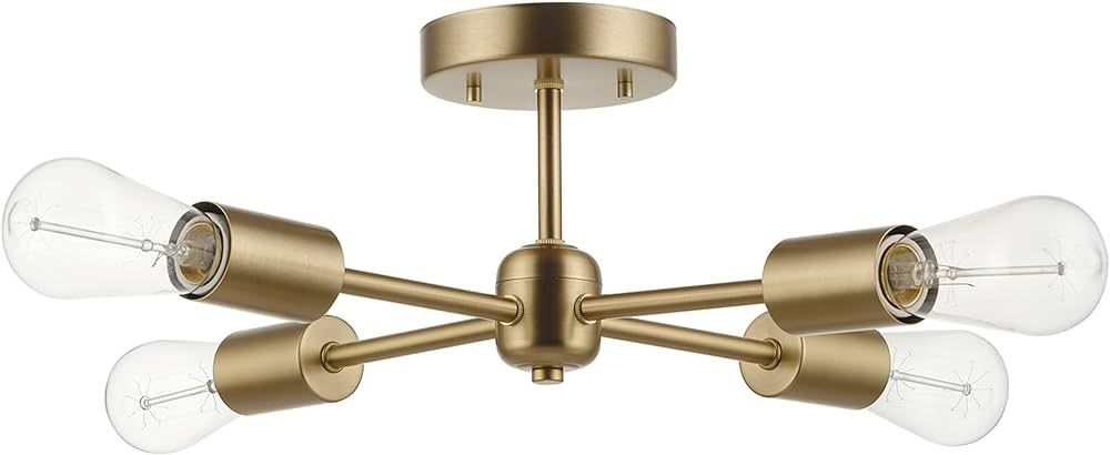 Globe Electric 4-Light Matte Brass Flush Mount Dining Light Fixture, E26 Bulb, Ceiling Bedroom Li... | Amazon (US)