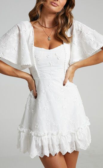 FANCY A SPRITZ DRESS IN WHITE EMBROIDERY | Showpo - deactived