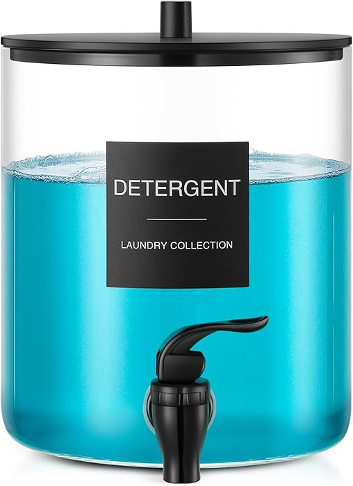 Glass Laundry Detergent Dispenser, 128 oz / 3.5L Fabric Softener Dispenser for Laundry Room Organ... | Amazon (US)