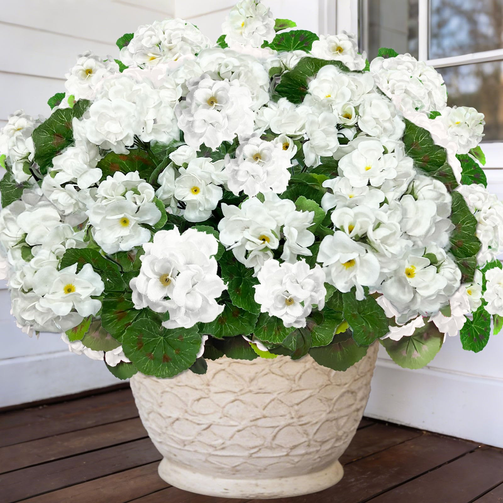 TURNMEON Artificial Geraniums Flowers for Outdoors Spring Decoration, 4 Bundles Fake Flowers Silk... | Amazon (US)