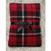 Handmade Red & Black Tartan Plaid Fleece Blanket Cozy Throw | Etsy (US)